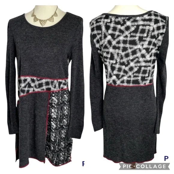 High Secret Dress Long Sleeve Multi-pattern Sz L - Picture 1 of 11